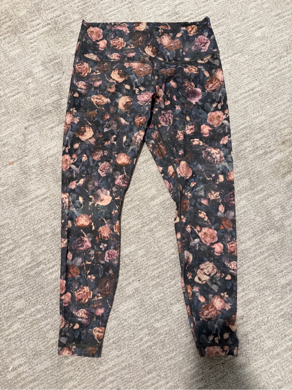 lululemon athletica Girls Floral Leggings - Black with Rose and Blush